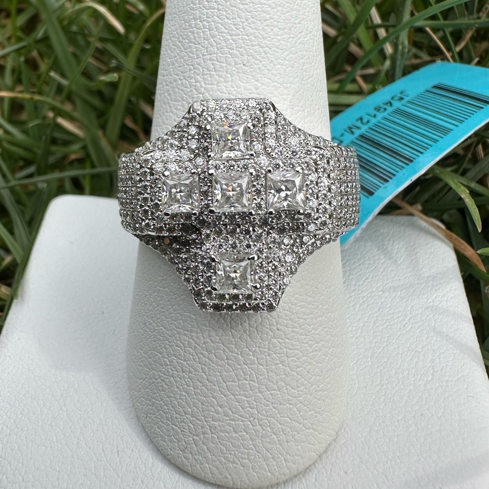 NEW 2.19ctw VVSD Princess-Cut Moissanite Iced In 925 Sterling Silver SZ 9 $700 - Picture 8 of 8